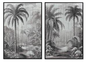 Painting Home ESPRIT White Black Palms Tropical 80 x 3 x 120 cm (2 Units)