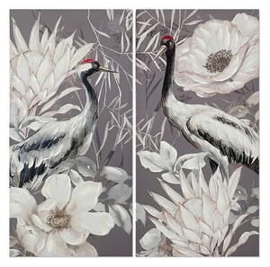 Set of 2 pictures Romimex Canvas Heron 60 x 120 x 3 cm