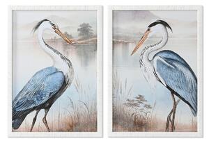 Painting Home ESPRIT Blue White Bird Oriental 50 x 2,5 x 70 cm (2 Units)