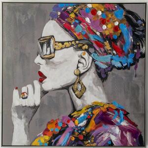 Oil Painting Romimex polystyrene Canvas Lady 100 x 100 x 4 cm