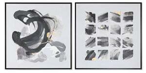 Canvas Home ESPRIT White Black polystyrene Canvas Abstract Modern 104 x 4 x 103,5 cm (2 Units)