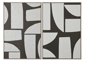 Painting Home ESPRIT White Green Beige Dark grey polystyrene Canvas Abstract Urban (2 Units)