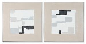 Painting Home ESPRIT White Beige polystyrene Canvas Abstract Urban 82 x 4 x 81,5 cm (2 Units)