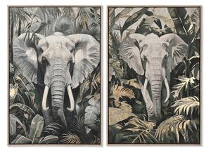 Painting Home ESPRIT Green Grey Elephant Colonial Golden 63 x 4,5 x 93 cm (2 Units)