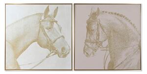 Painting Home ESPRIT Beige Golden Glitter Horse 103 x 4,5 x 103 cm (2 Units)