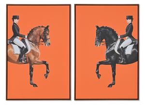 Painting Home ESPRIT Brown Orange Modern Horse 60 x 4 x 90 cm (2 Units)