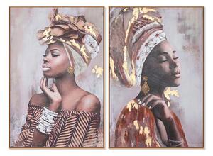 Painting Home ESPRIT Colonial African Woman 80 x 3,5 x 120 cm (2 Units)