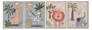 Painting Home ESPRIT Children's animals 30 x 3 x 40 cm (4 Units)