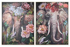 Painting Home ESPRIT polystyrene Canvas Elephant Colonial 92 x 4,5 x 122 cm (2 Units)