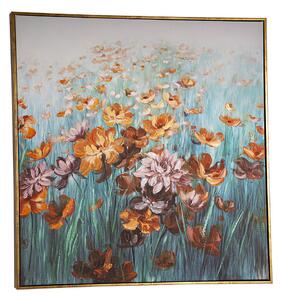 Oil Painting Romimex Wood Canvas Flowers 82 x 82 x 5 cm