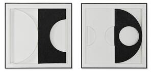 Painting Home ESPRIT White Black Abstract Modern 60 x 6,5 x 60 cm (2 Units)