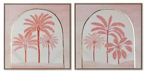 Painting Home ESPRIT Beige Coral Palms Colonial 60 x 2,5 x 60 cm (2 Units)