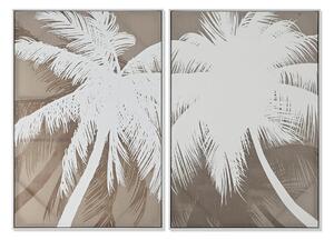 Painting Home ESPRIT White Beige Palms Mediterranean 83 x 4 x 123 cm (2 Units)