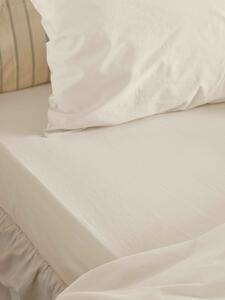 Mindful Cream Washed Cotton Percale Fitted Sheet | Single | Piglet in Bed
