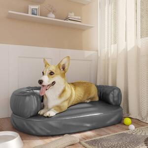 Ergonomic Foam Dog Bed Grey 60x42 cm Faux Leather