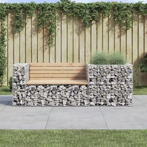 Garden Bench with Gabion Basket Solid Wood Pine