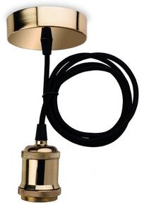 Modern Ceiling Pendant Kit Light In Brass Finish With Black Fabric Cord 7681BR