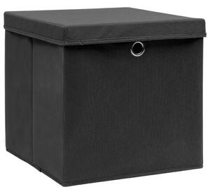 Storage Boxes with Covers 10 pcs 28x28x28 cm Black