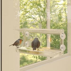 Window Bird Feeders 2 pcs Acrylic 30x12x15 cm