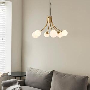 Endon 92217 Bloom 6 Light Ceiling Pendant Light In Satin Brass Finish With Opal Glass