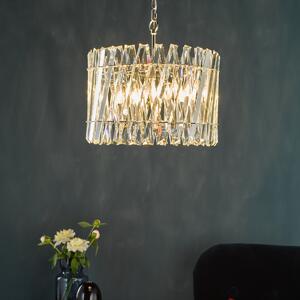 Dar Lighting Entwine 6 Light Ceiling Pendant Light In Polished Nickel With Crystal