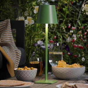 Dar Wisebuys Derrick Rechargeable LED Outdoor Table Lamp In Satin Green IP54