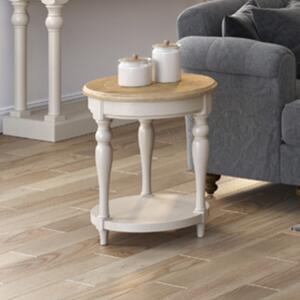 Chilton Wooden Round Side Table - Grey And Natural