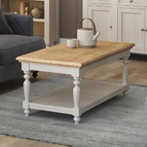 Chilton Wooden Coffee Table With Undershelf - Grey And Natural