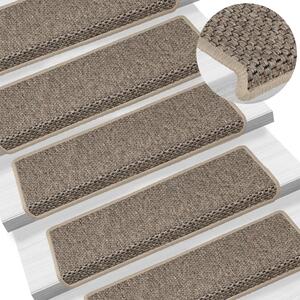 Stair Mats Self-adhesive Sisal-Look 15 pcs 65x21x4 cm Dark Beige