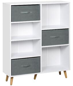 HOMCOM Freestanding 7 Cube Storage Cabinet, Shelving Unit with 3 Fabric Drawers, for Home Office, Living Room, Closet, Bedroom, White