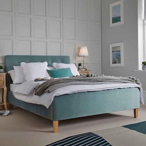 Piera Velvet King Size Bed - Aqua