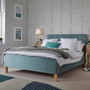 Piera Velvet Double Bed - Aqua