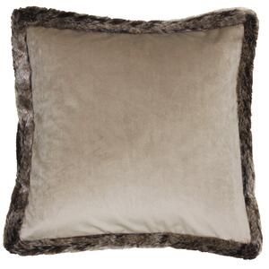 Paoletti Kiruna Faux Fur Trim 45cm x 45cm Filled Cushion Taupe