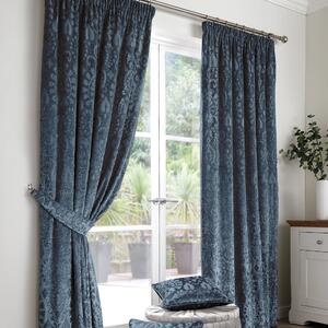 Curtina Trinity Jacquard Ready Made Curtains Blue