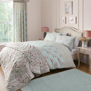 Dreams & Drapes Lorena Patchwork Duvet Cover Bedding Set Duck Egg