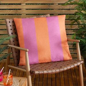Furn. Deck Stripe Woven Outdoor 59cm x 59cm Filled Cushion Orange Pink