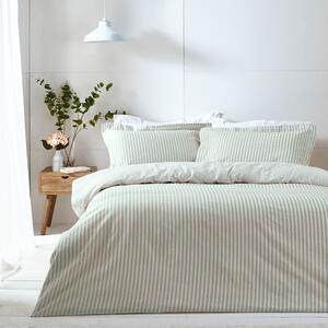 Yard Hebden Melange Stripe Cotton Duvet Cover Bedding Set Eucalyptus