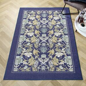 Dreams & Drapes Finch and Flower Non Slip 120cm x 180cm Rug Navy