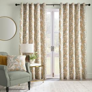 Laurence Llewelyn-Bowen Paradise Palm Jacquard Ready Made Eyelet Curtains Duck Egg