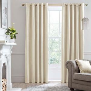 Laurence Llewelyn-Bowen Montrose Velvet Ready Made Eyelet Blackout Curtains Ivory