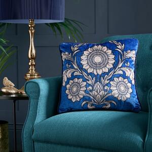 Laurence Llewelyn-Bowen Romilly Velvet 43cm x 43cm Filled Cushion Blue