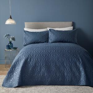 Serene Cavali Super Soft 200cm x 230cm Bedspread Dark Blue or Denim Blue