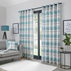 Fusion Balmoral Check Ready Made Eyelet Curtains Duck Egg