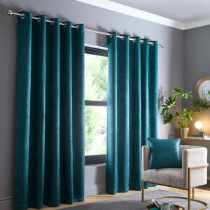 Fusion Strata Ready Made Dimout Eyelet Curtains Forest Green