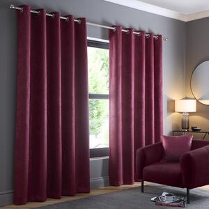 Fusion Strata Ready Made Dimout Eyelet Curtains Wine