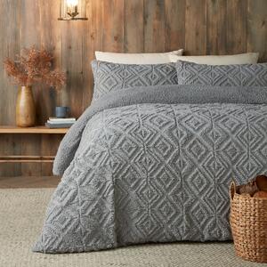 Fusion Romo Fleece and Sherpa Duvet Cover Bedding Set Grey