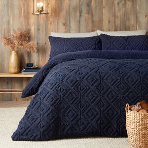 Fusion Romo Fleece and Sherpa Duvet Cover Bedding Set Navy