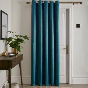Fusion Strata 66 x 84 Single Ready Dimout Made Eyelet Door Curtain Dark Green