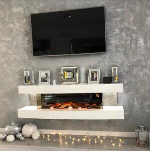 Wall Mounted Electric Fires ElectricSun Paula Medium White Modern Electric Fireplace, with Sound Effect, 3 Colour, W120xH46x31cm