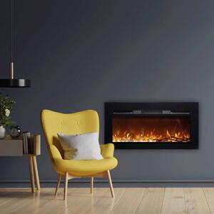 Wall Mounted Electric Fires, Free Standing, Incorporated ElectricSun Paula Glass small Black, 10 Colour, with Sound Effect, with APP, L122xH45x16cm